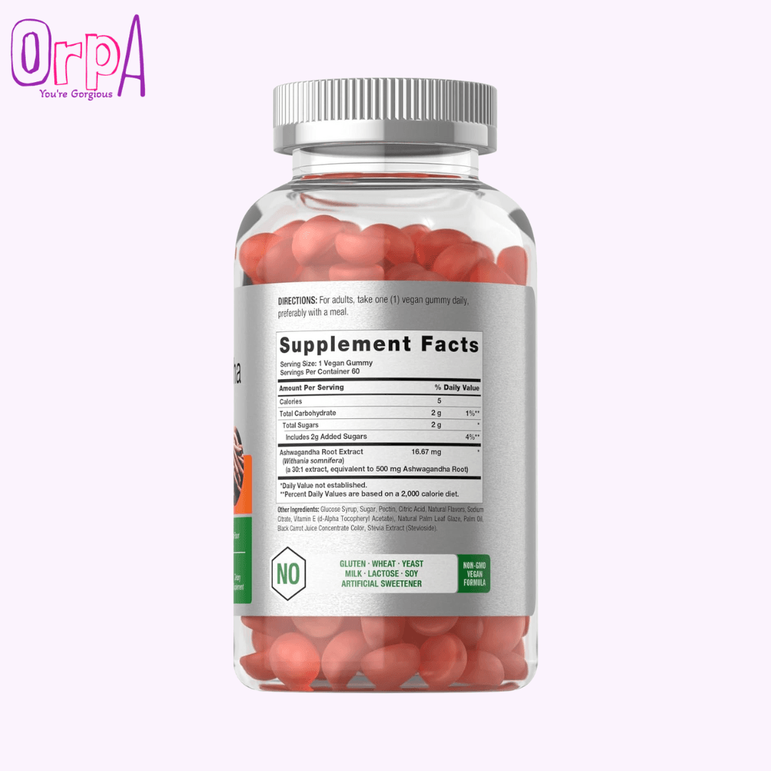 Horbaach Ashwagandha Gummies For Women And Men Supplement Facts