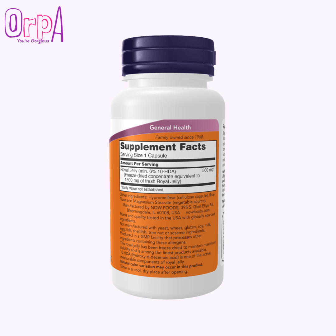 NOW Royal Jelly 1500 mg Supplement Facts
