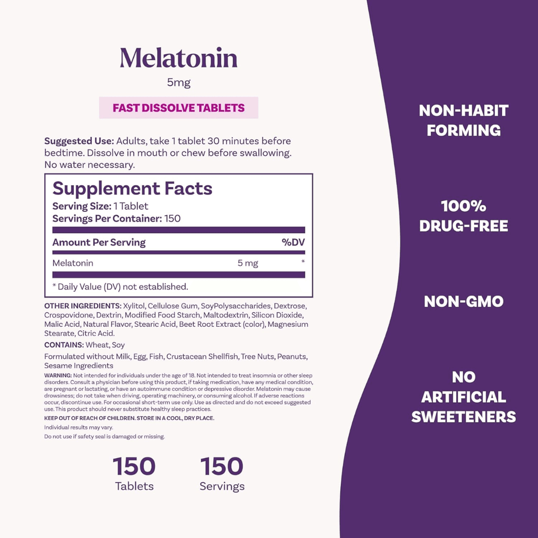 Natrol Fast Dissolve Melatonin 5 mg Supplement Facts
