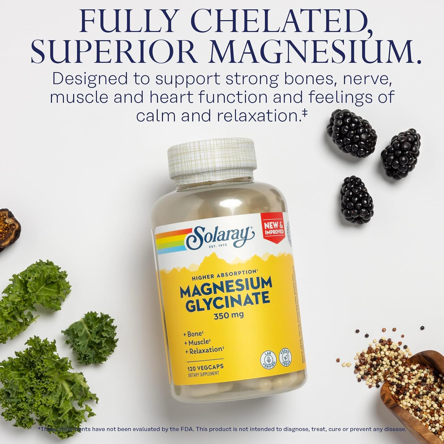 Solaray Magnesium Glycinate 350 mg - 120 Veg Caps - Image 3