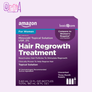 Amazon Basic Care Minoxidil Topical Solution USP, 2% Hair Regrowth Treatment for Women, 3-Month Supply, Unscented, 2 fl oz (Pack of 3)