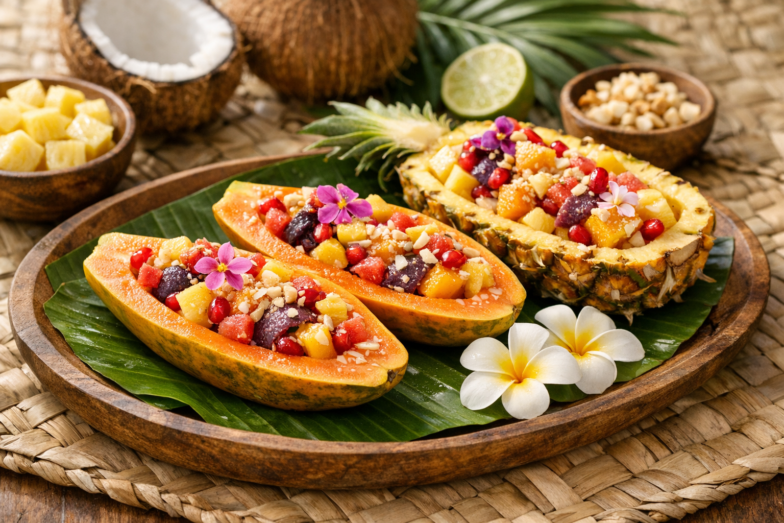 Fruit Wa'a (Canoes) served as a Pacific island recipe