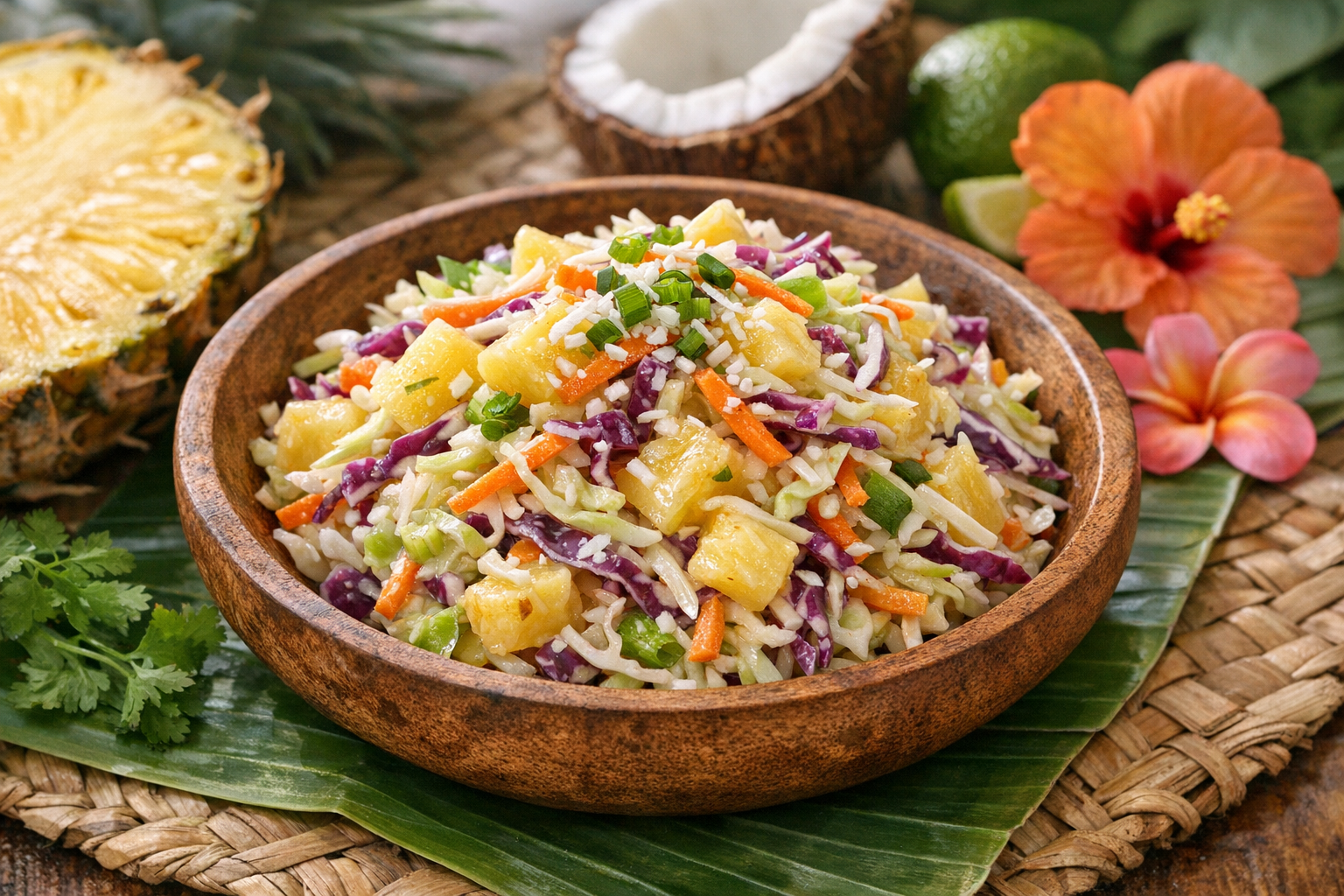 Pineapple Coleslaw served as a Pacific island recipe