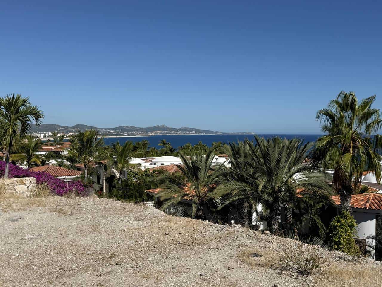 Palmilla Oceanview Estate With Lush Palm Trees And Vibrant Flowers, Overlooking The Stunning Cabo Coastline.