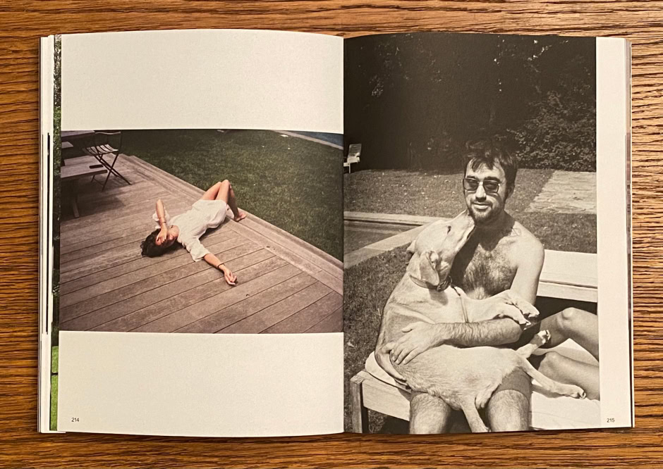 Vintage black and white photography featuring candid outdoor portraits by Pamela Hanson, showcasing relaxed lifestyle and portrait photography of people and pets, capturing natural expressions and moments.