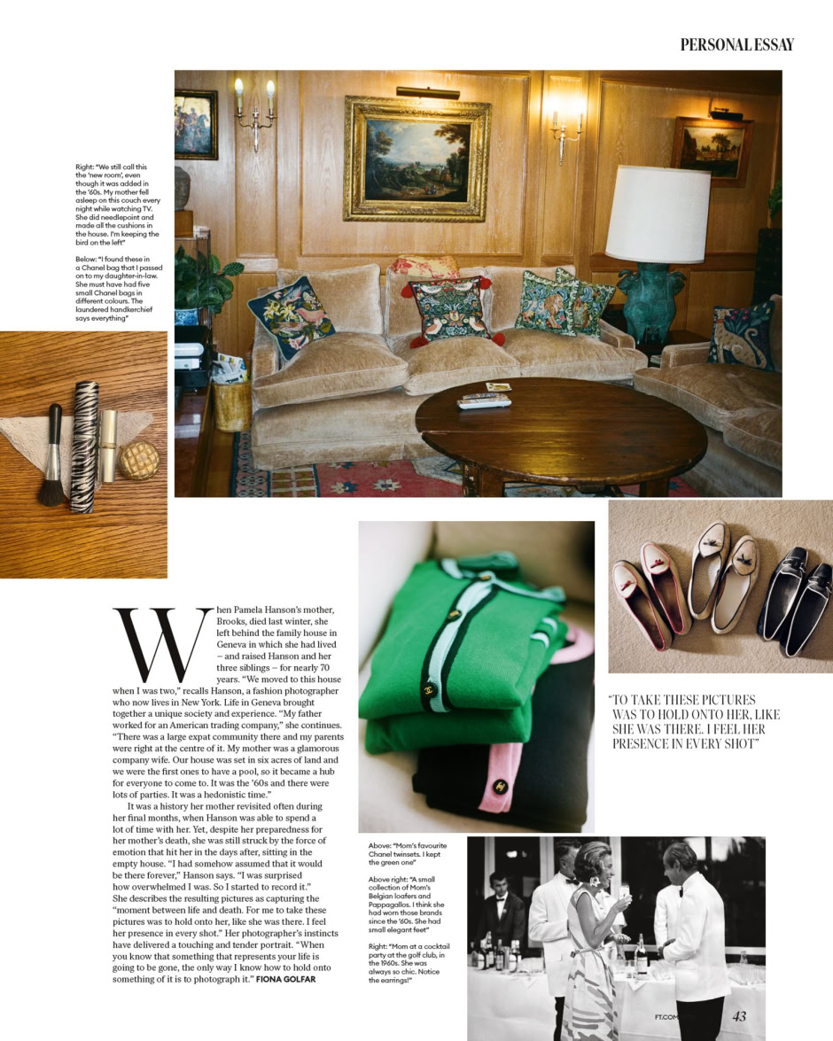Sophisticated vintage living room with plush sofa, colorful throw pillows, classic wooden coffee table, and elegant wall art, styled for interior photography by Pamela Hanson.