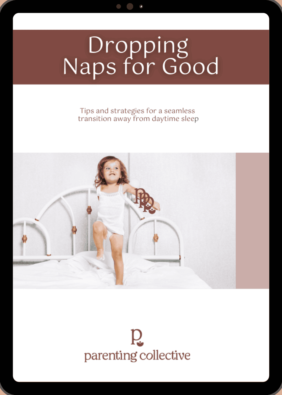 Dropping Naps for Good guide cover showing a toddler standing on a bed