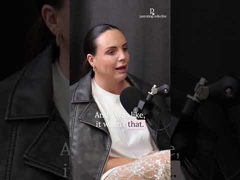 A woman in a leather jacket speaking into a microphone during a Parenting Collective interview
