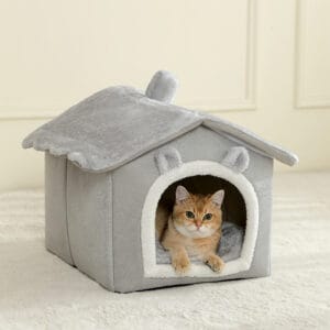 maison douillette pour chat avec coussin doux et intérieur confortable
