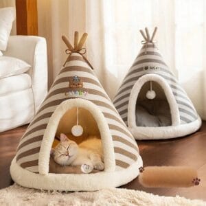 maison tipi pour chat – niche douillette et confortable pour chats d’intérieur