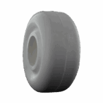 Heavy-duty grey caster wheel for industrial equipment and furniture.