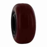 Red industrial caster wheel with black core for heavy-duty applications.