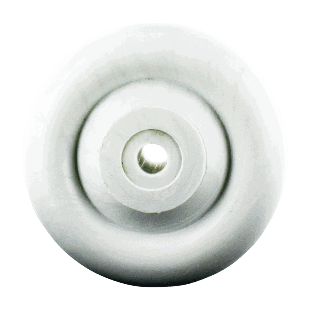 White industrial caster wheel with metal core for heavy-duty applications.