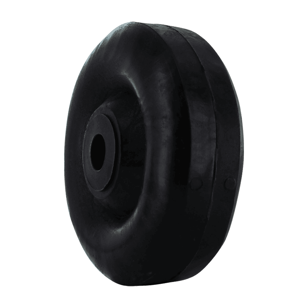 Durable black caster wheel for industrial equipment and furniture.