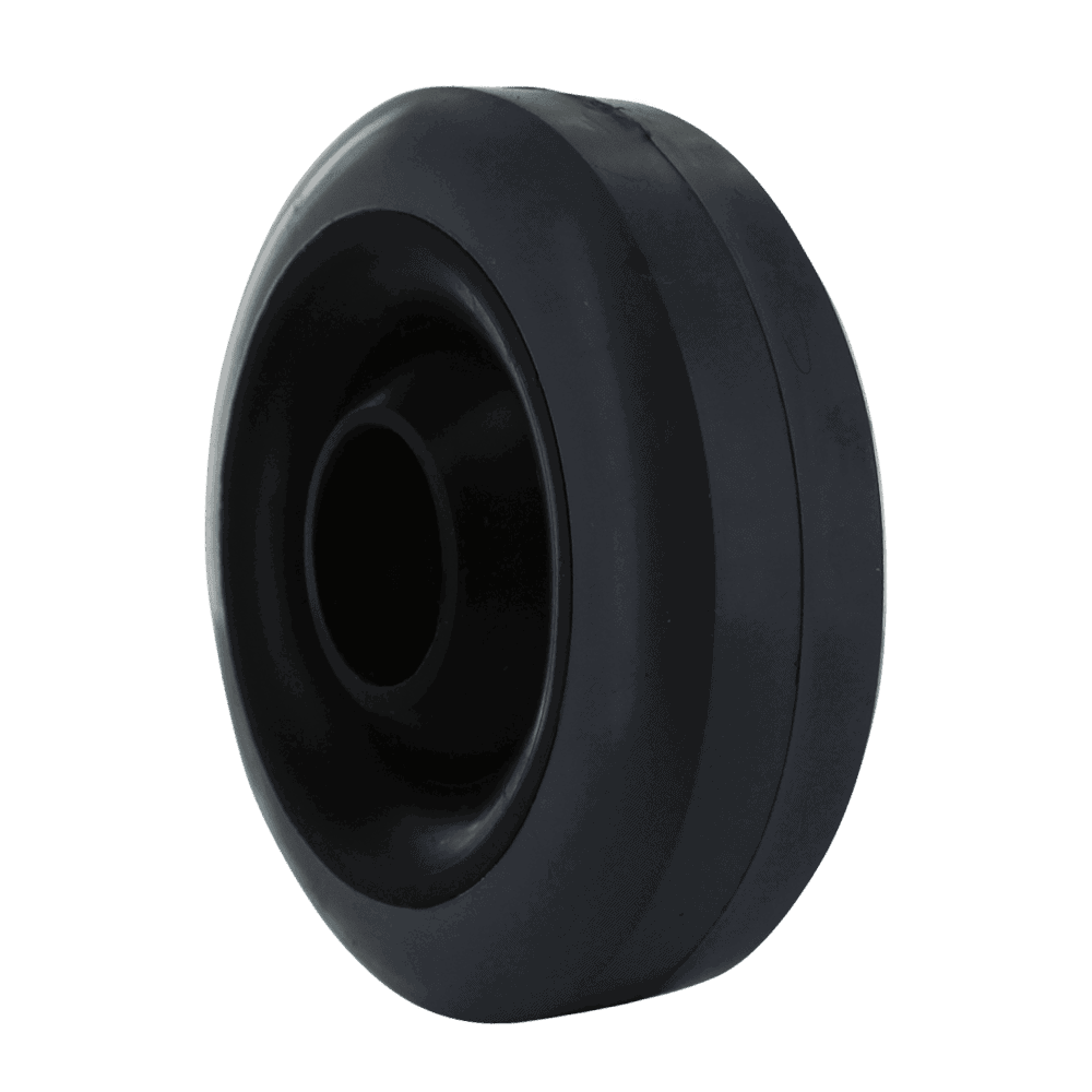 Heavy-duty black caster wheel for industrial equipment and furniture.