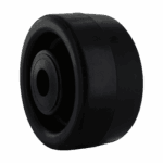 Black industrial caster wheel for machinery and equipment.