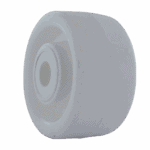 White industrial caster wheel for heavy-duty equipment and furniture.