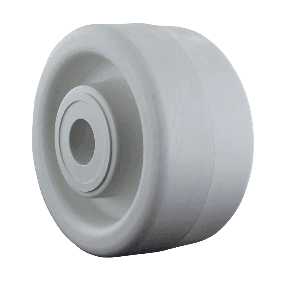 White industrial caster wheel for heavy-duty applications.