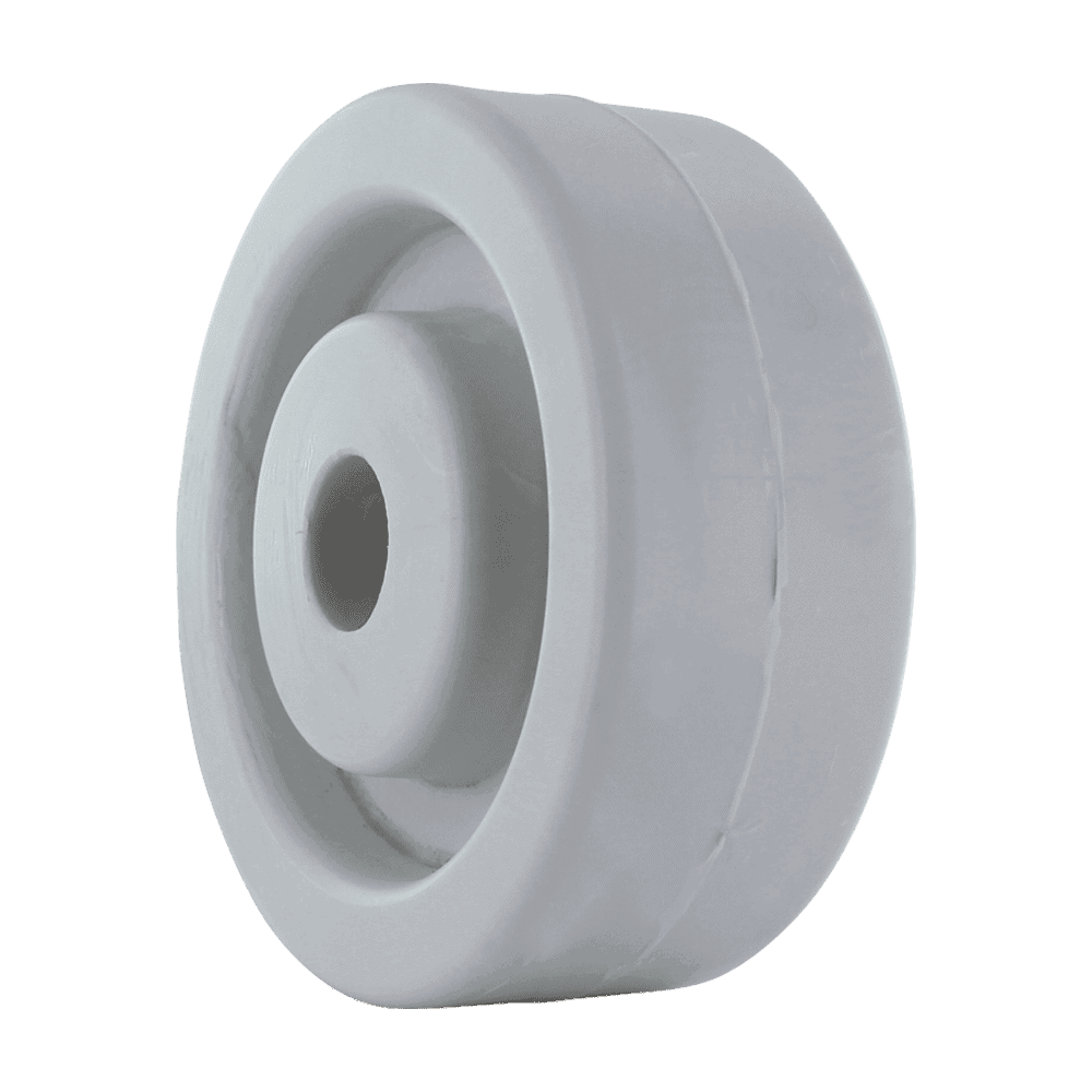 White industrial caster wheel for heavy-duty applications.