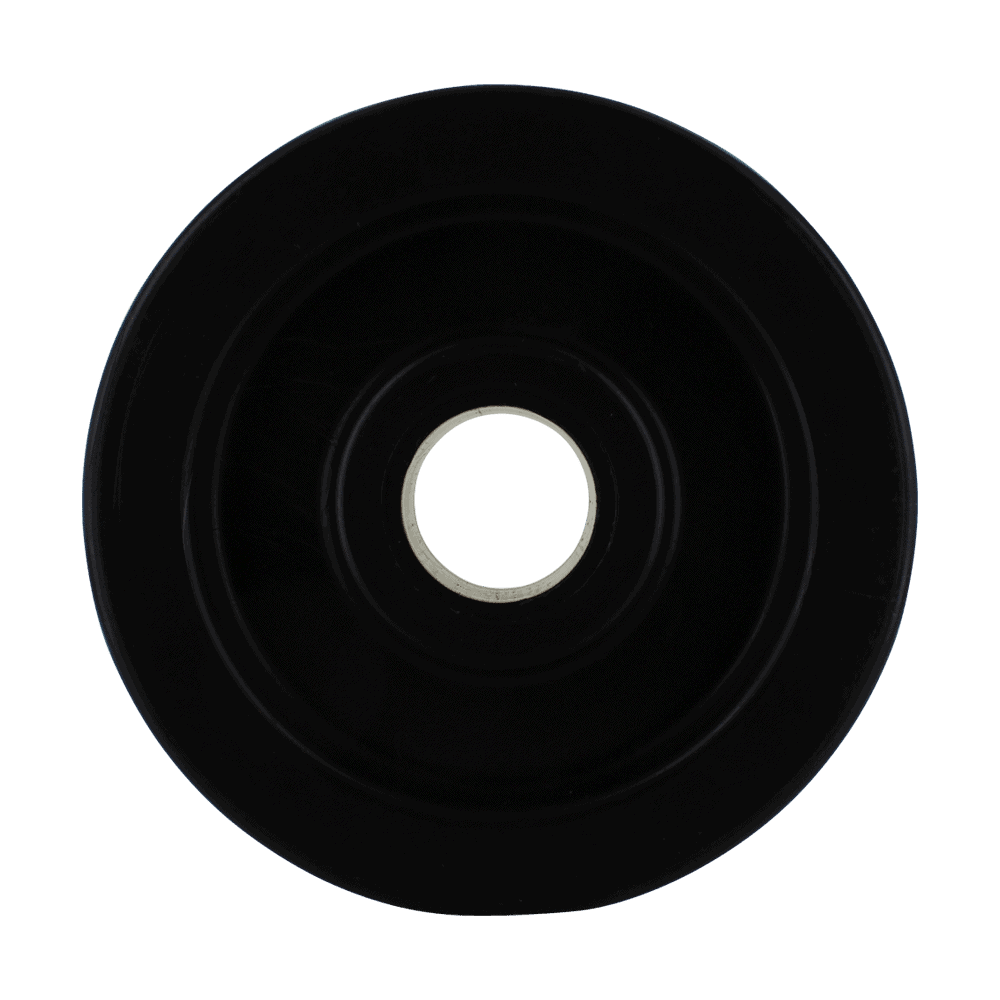 Black industrial caster wheel with smooth surface for heavy-duty applications.