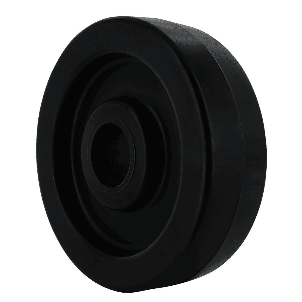 Black industrial caster wheel for heavy-duty applications.