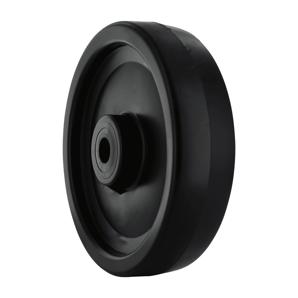 Heavy-duty black caster wheel for industrial equipment and furniture.