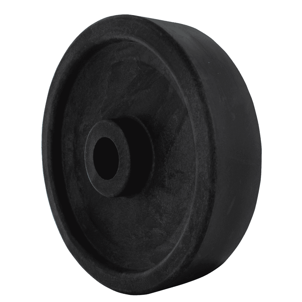 Heavy-duty black caster wheel for industrial equipment.