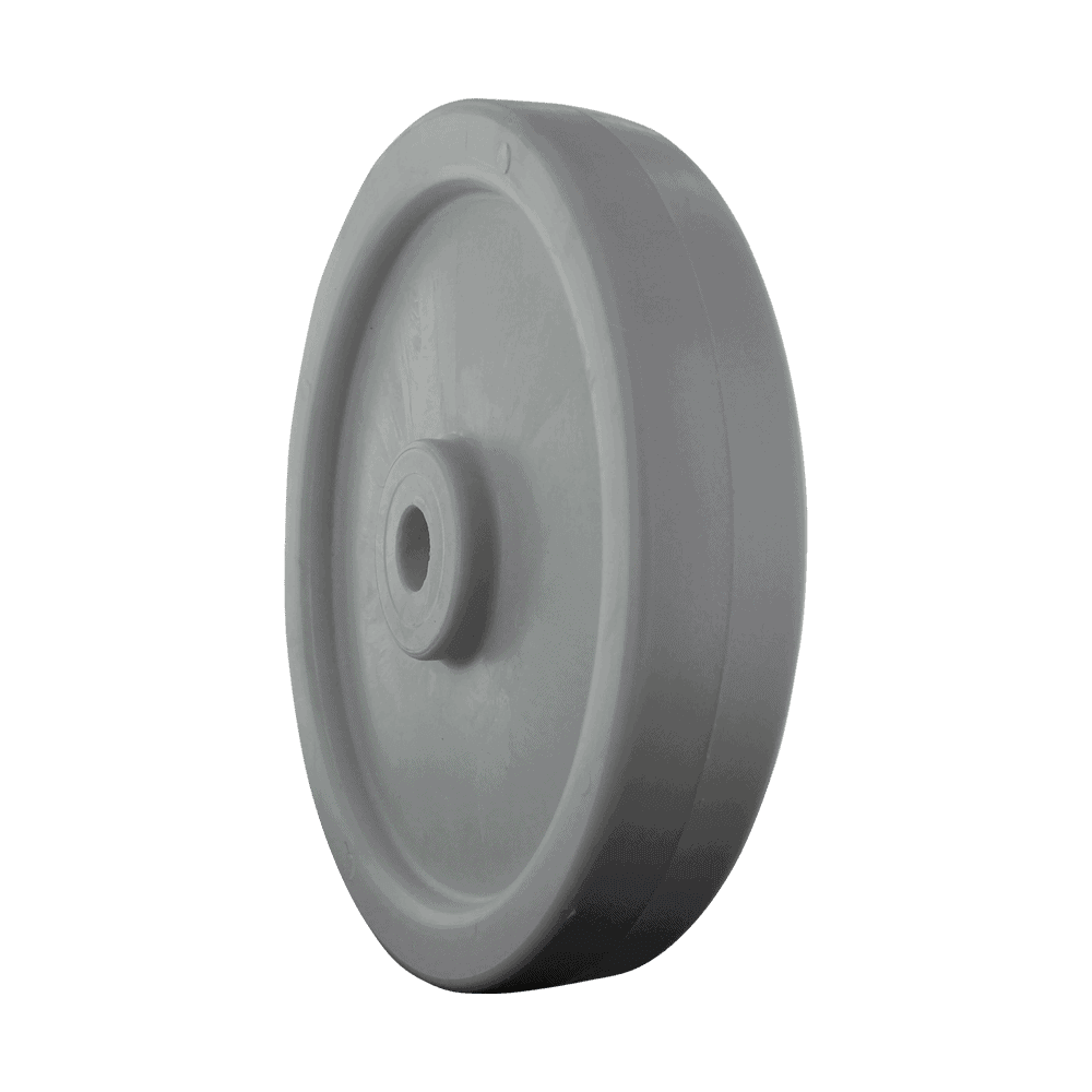 Heavy-duty grey caster wheel for industrial equipment and furniture.