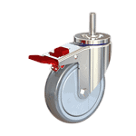 Chrome swivel caster with TPR wheel and lock brake for heavy-duty use.
