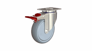 125mm Chrome Swivel Caster with TPR Wheel and Total Lock Brake