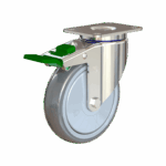 Heavy-duty 125mm chrome swivel caster with TPR wheel and lock brake.