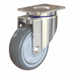 Heavy-duty chrome swivel caster with TPR wheel for smooth mobility.