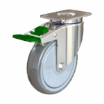 Chrome swivel caster with TPR wheel and directional lock brake.