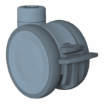 Tandem swivel caster with TPE wheel and lock brake for industrial use.