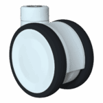 Tandem swivel caster with TPE wheel for industrial use.