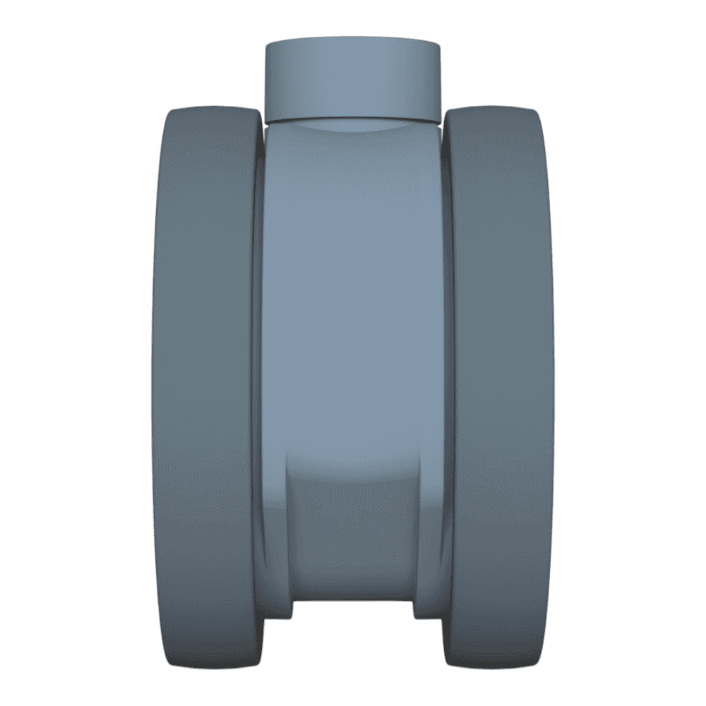 Heavy-duty tandem swivel caster with TPE wheel and lock brake for industrial use.