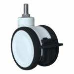 Heavy-duty 100mm tandem swivel caster with TPE wheel and lock brake.