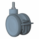 Heavy-duty 100mm tandem swivel caster with TPE wheel and lock brake.