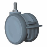 Heavy-duty 100mm tandem swivel caster with TPE wheel and lock brake.