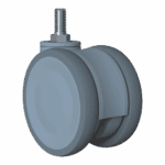 Heavy-duty 100mm tandem swivel caster with TPE wheel for industrial use.