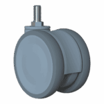 Heavy-duty 100mm tandem swivel caster with TPE wheel for industrial use.