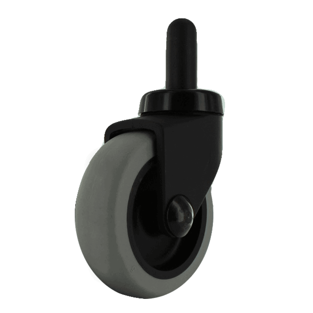 Heavy-duty caster wheel with black and gray design for industrial equipment.