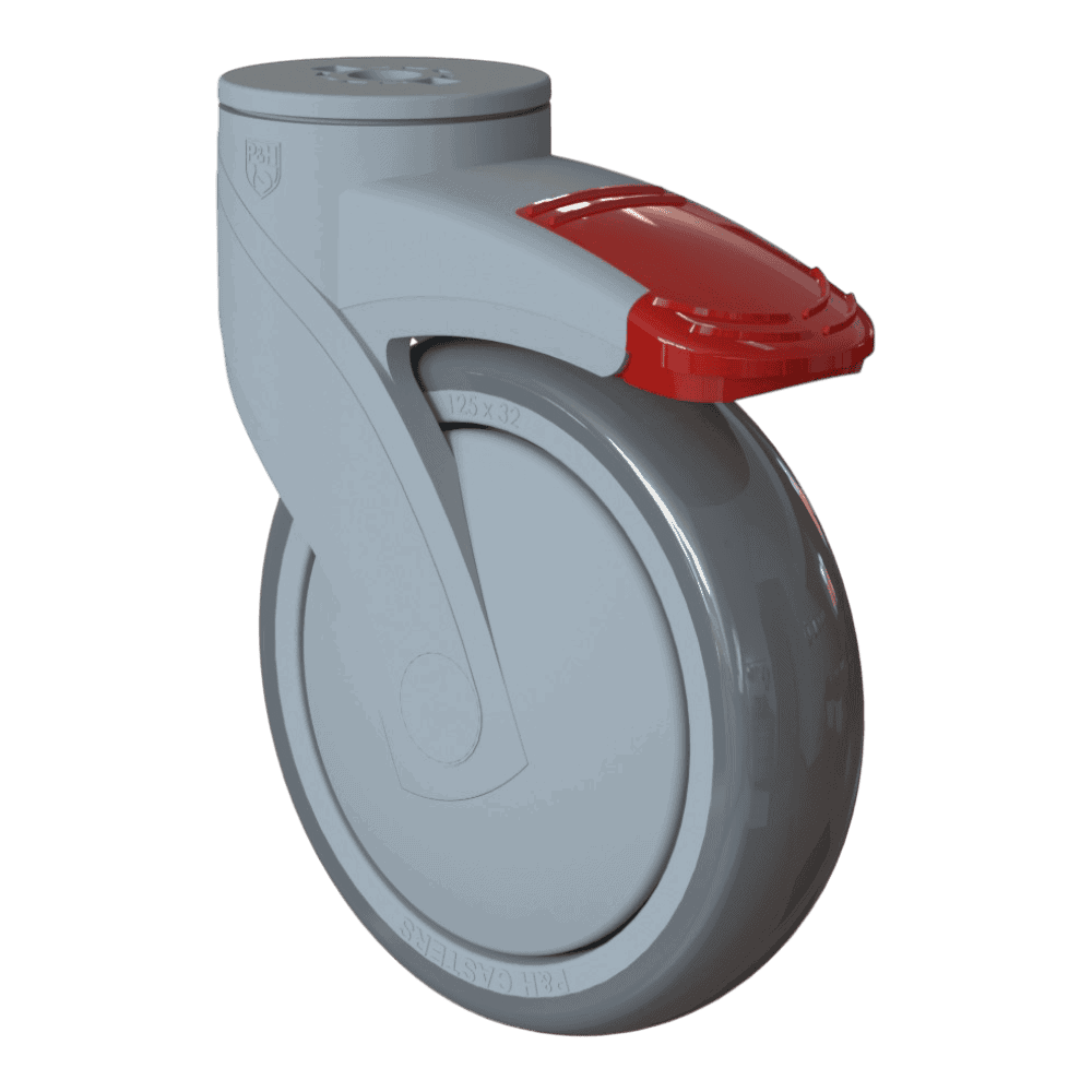 125mm Kinexus swivel caster with TPE wheel and lock brake for industrial use.