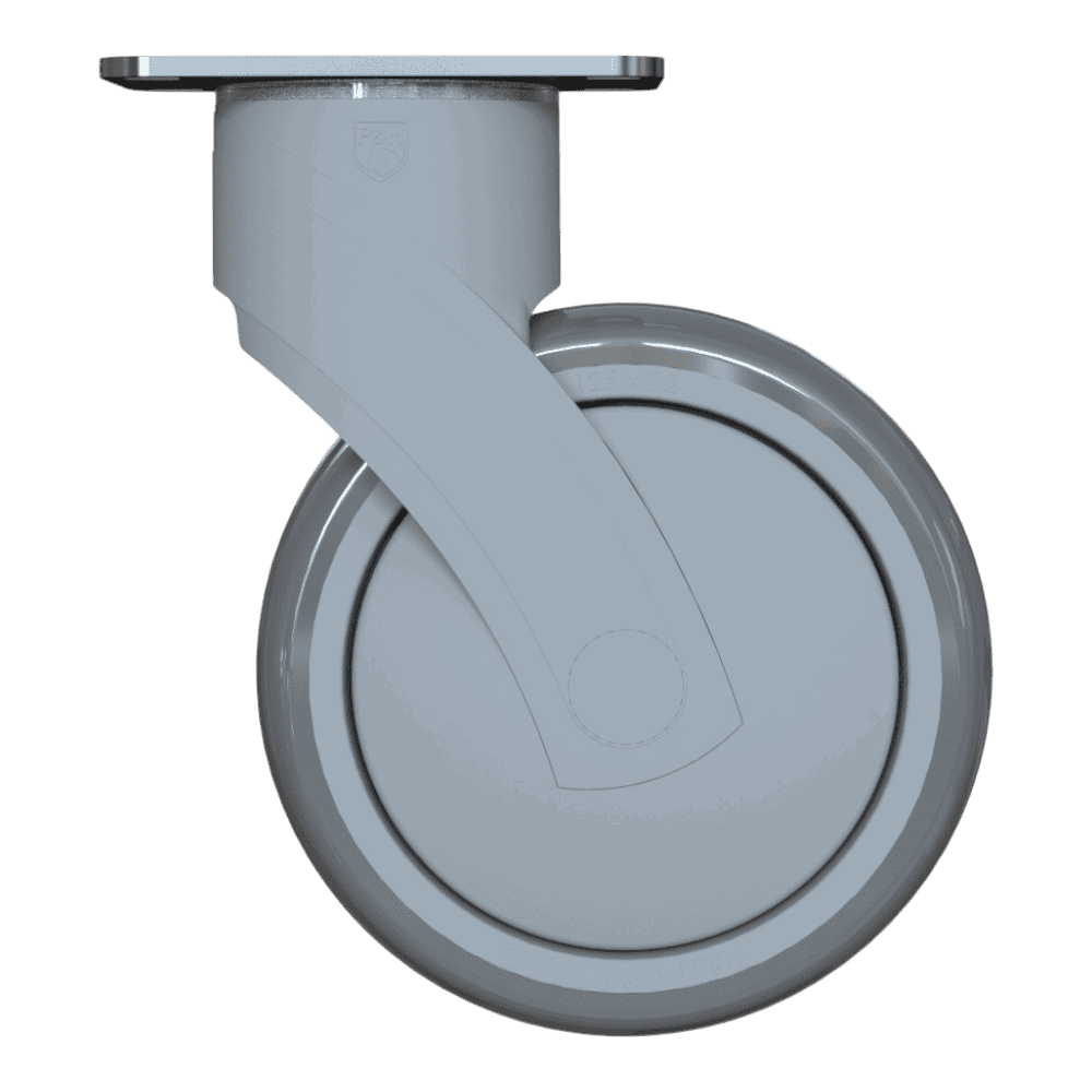 Heavy-duty 125mm Kinexus swivel caster with TPE wheel for industrial use.