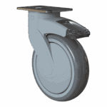 Heavy-duty 125mm Kinexus caster with TPE wheel and top brake for mobility.