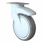 Heavy-duty 125mm Kinexus swivel caster with TPE wheel and lock brake.