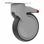 Heavy-duty 125mm Kinexus swivel caster with TPE wheel and lock brake.