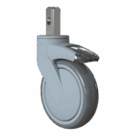 Heavy-duty 125mm Kinexus swivel caster with TPE wheel and top brake.