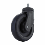 Black industrial caster wheel with mounting stem for heavy equipment.