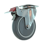 Stainless steel swivel caster with TPE wheel and lock brake.